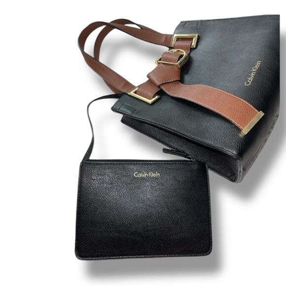 Calvin Klein Black and Brown Shoulder Bag - Picture 2 of 5